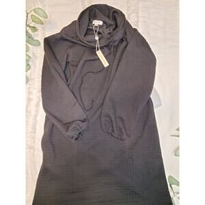 Max Studio Drawstring Cowl Neck Dress in Black